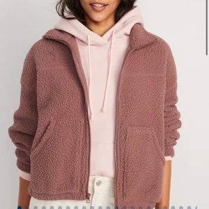 Old Navy slouchy sherpa zip jacket size M